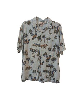 Campia Moda XXL EasyCare Hawaiian Button Shirt Rayon Palm Tree Classic Cars  #O2